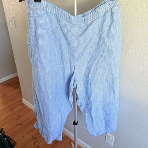 Coldwater Creek Women's Linen Striped Baggy Relaxed Fit Capris Summer Cool PXL